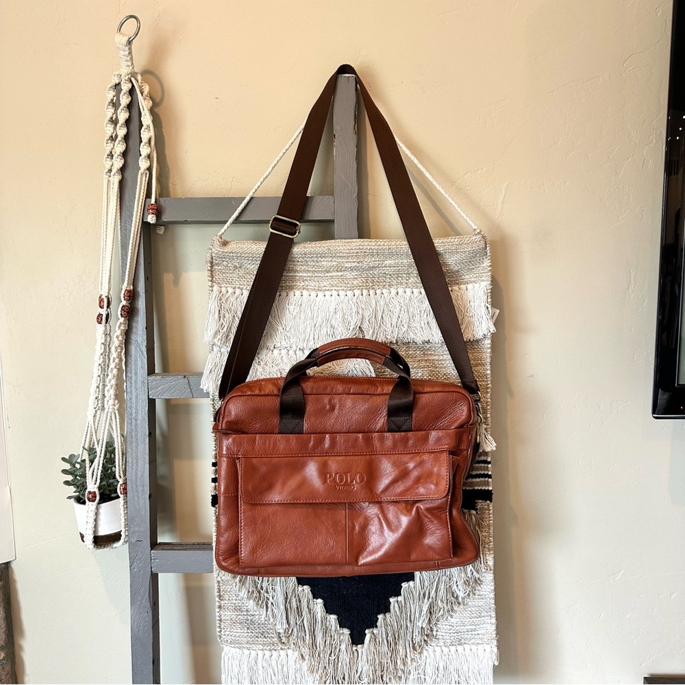 Polo Videng Laptop Bag Coffee Brown Medium Vintage